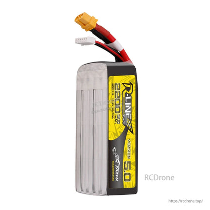 Tattu R-Line V5.0 5S 2200mAh 150C LiPo battery pack with XT60 connector and 6-pin balance lead