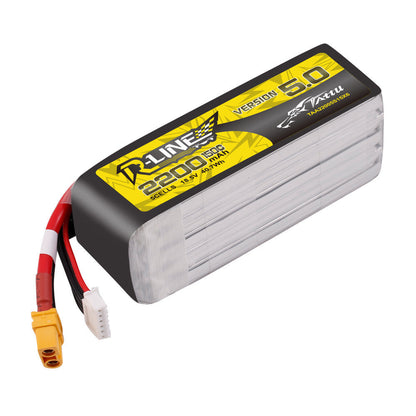 Tattu R-Line V5.0 2200mAh 5S LiPo battery pack with XT60 main lead and 6-pin balance connector
