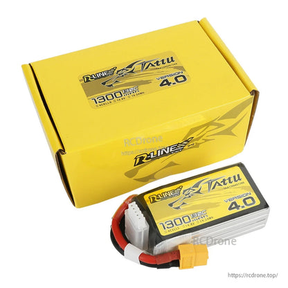 Tattu R-Line Version 4.0 1300mAh 4S 14.8V 130C LiPo battery with XT60 lead and white balance plug
