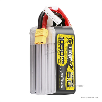 Tattu R-Line 5.0 1050mAh 8S 29.6V LiPo battery pack with XT60 lead and 9-pin balance connector