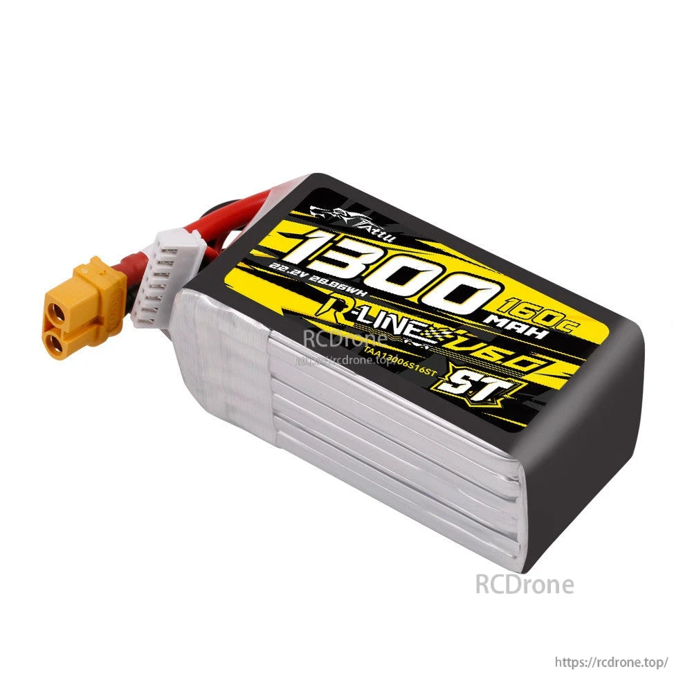Tattu R-Line 1300mAh 6S LiPo battery pack with XT60U-F connector and balance lead