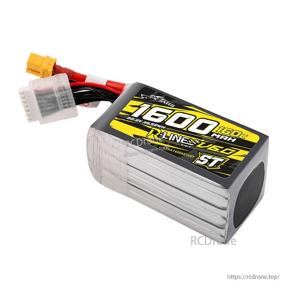 Tattu R-Line V6.0 1600mAh 6S LiPo battery pack with XT60 connector and 6S balance lead