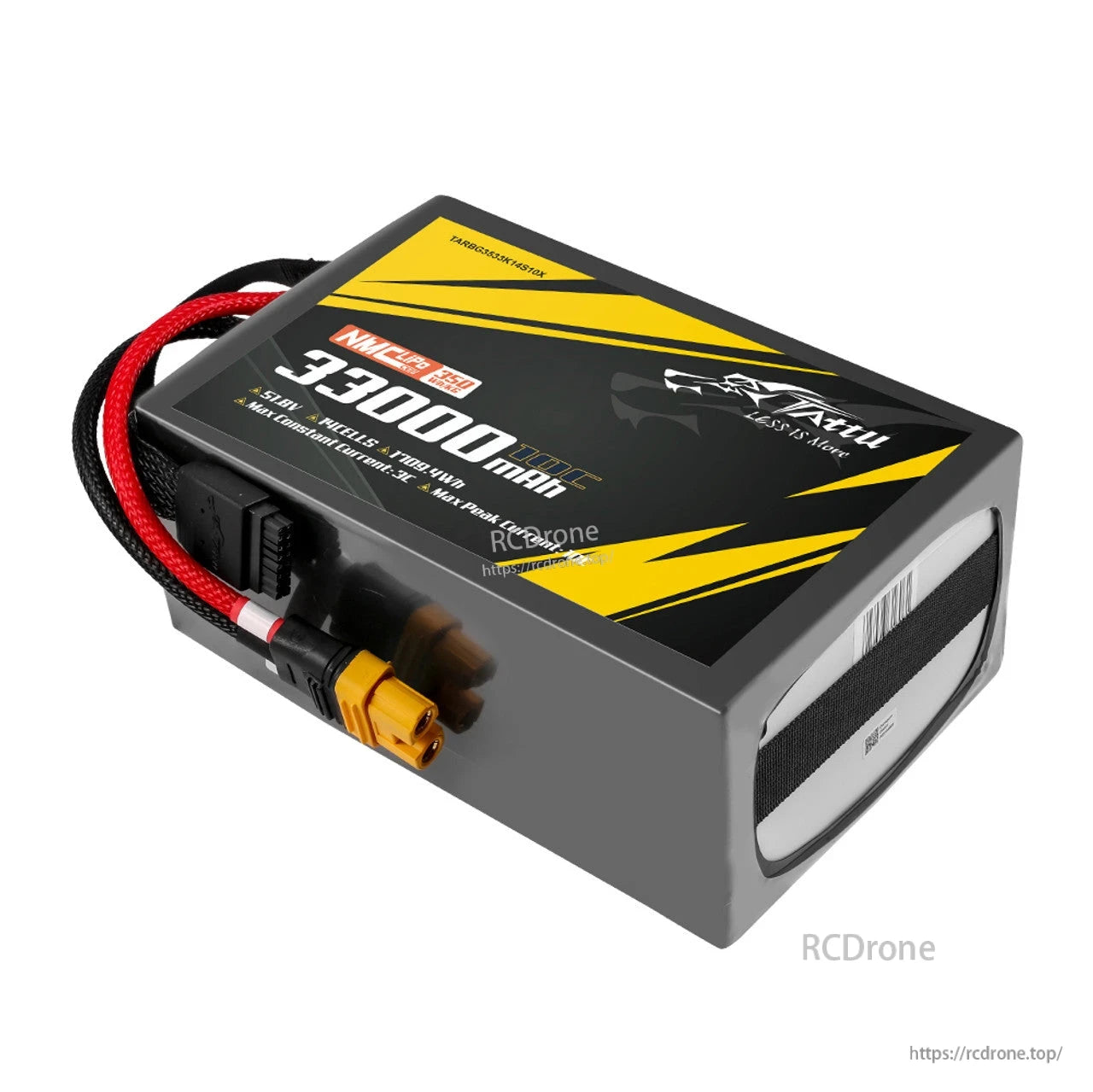 High-capacity 51.8V LiPo battery for industrial drones, 33000mAh, 350Wh/kg, NMC, 330A continuous/495A peak current, AS150U-F plug, 709.4Wh energy.