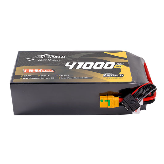 Tattu Ultra High Voltage LiPo Battery, Tattu G-Tech LiHV 6S 23.7V 47000mAh LiPo battery pack with XT90S connector and balance lead