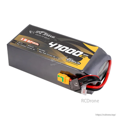 Tattu Ultra High Voltage LiPo Battery, Tattu 41000mAh 6S LiHV 23.7V G-Tech battery pack with XT90S-F connector and balance lead