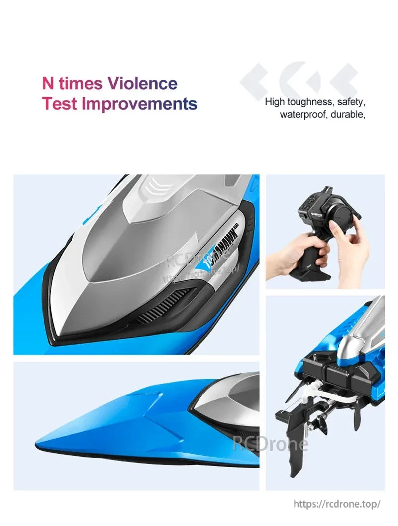 Tccicadas 50CM RC Boat, Durable, waterproof RC boat with high toughness and enhanced safety features. (14 words)