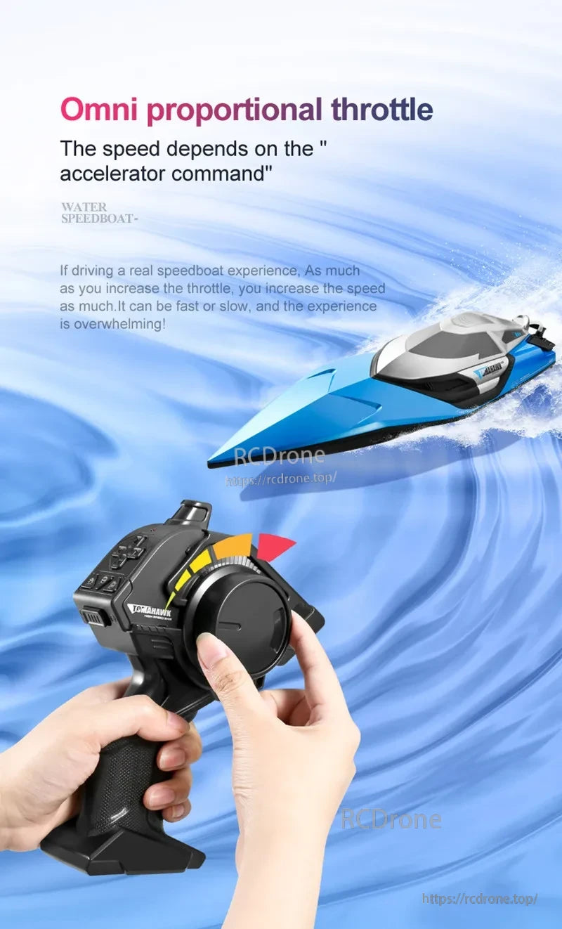 Tccicadas 50CM RC Boat, Tccicadas RC boat features high speed, long range, capsize reset, and waterproof design with smart alarm.