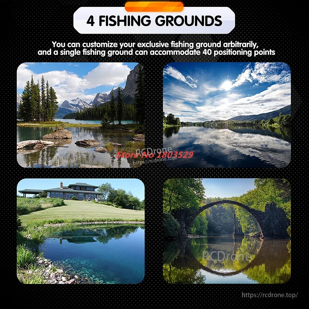 Tccicadas V060 GPS Fishing Bait Boat, 4 Fishing Grounds, Customizable, 40 Positioning Points per Ground