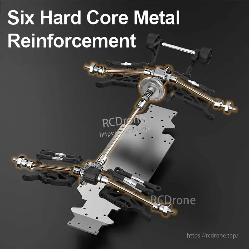 Teeggi PT14R/MT14R 1/14 4WD Rc Car, Six-piece metal reinforcement kit enhances RC car durability and off-road performance with high-strength components.