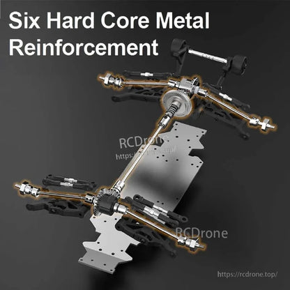Teeggi PT14R/MT14R 1/14 4WD Rc Car, Six-piece metal reinforcement kit enhances RC car durability and off-road performance with high-strength components.
