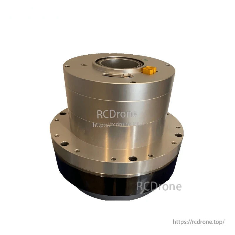 Side profile of joint module motor showing stacked cylindrical housing and top opening