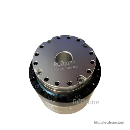 Top flange close-up with central bore and evenly spaced mounting holes around the perimeter