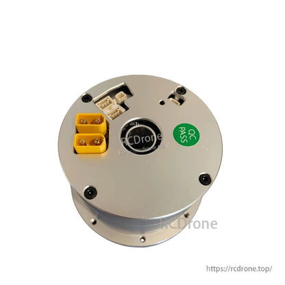Alternate top angle highlighting connector layout, mounting screws, and center opening on the top plate