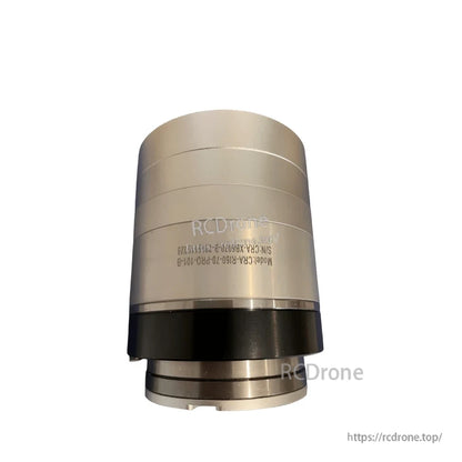 Side profile view of cylindrical joint module with black band and printed model text on the housing