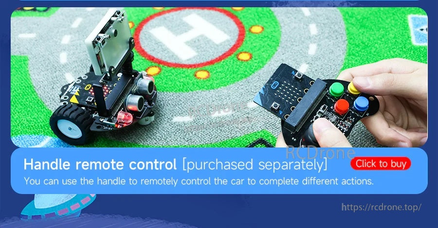 micro:bit handle controller used for remote driving, sold separately
