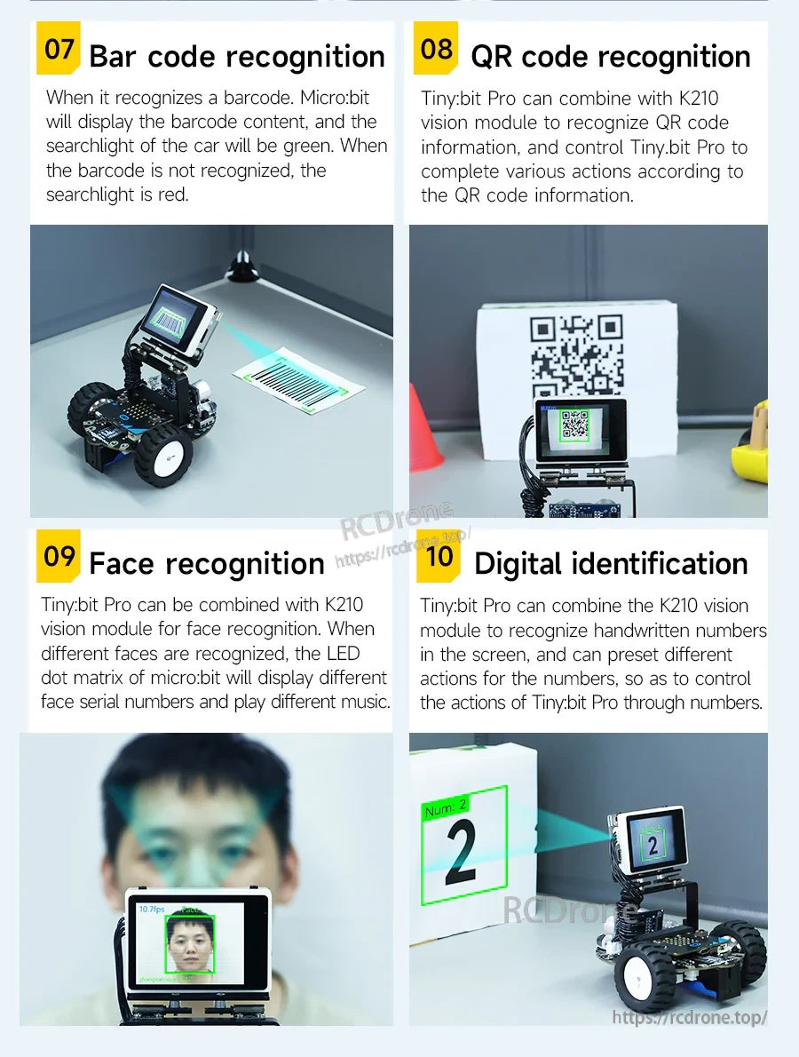 Collage of barcode, QR code, face recognition and handwritten number identification demos