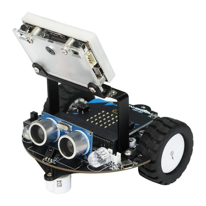 Yahboom Tiny:bit Pro AI Visual Robot car with K210 camera screen mount and ultrasonic sensor, front angle