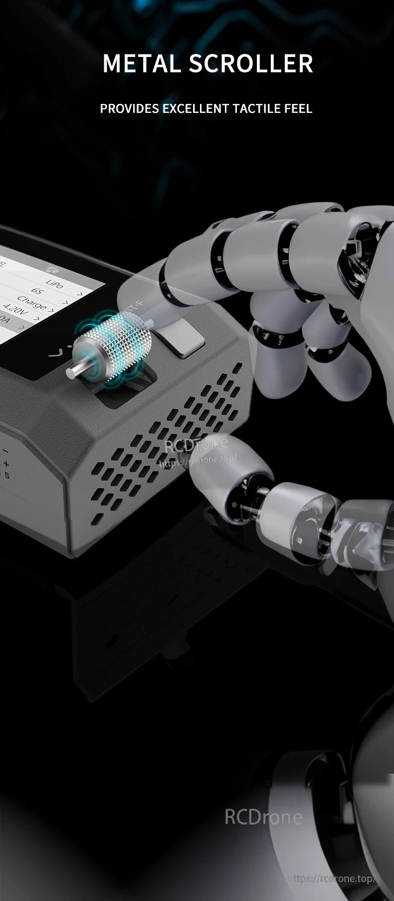 ToolkitRC M8P 600W 20A 1–8S Balance Charger, Balancing charger tool with metal scroller and good feedback.