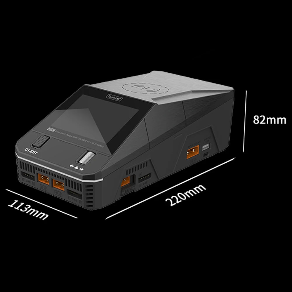 ToolkitRC Q6AC 1-6S Lipo Battery Charger, Automatically charges batteries when full and switches to next one.