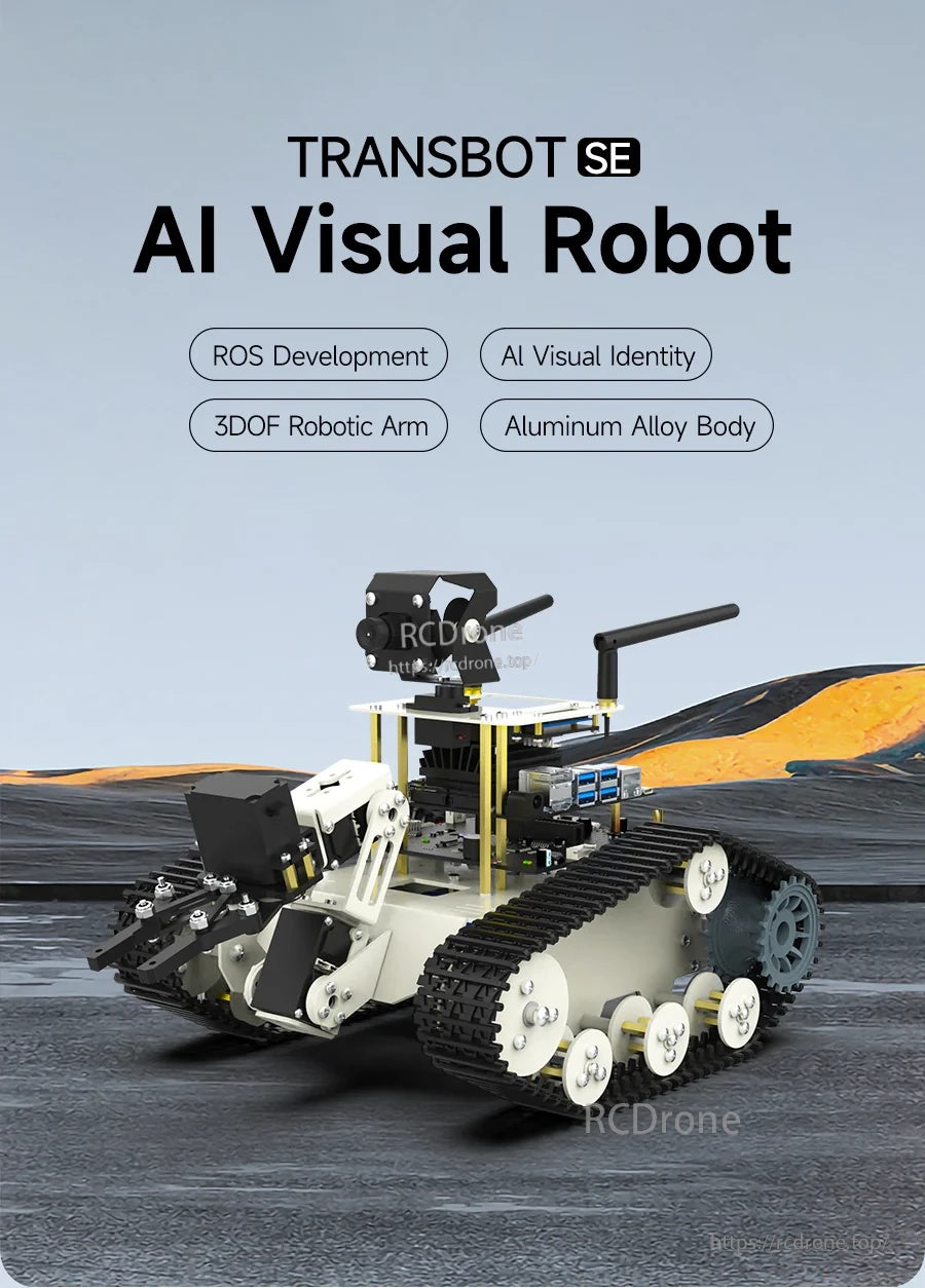 Yahboom Transbot SE ROS Robot tracked AI visual robot with 3DOF arm and camera PTZ on crawler chassis