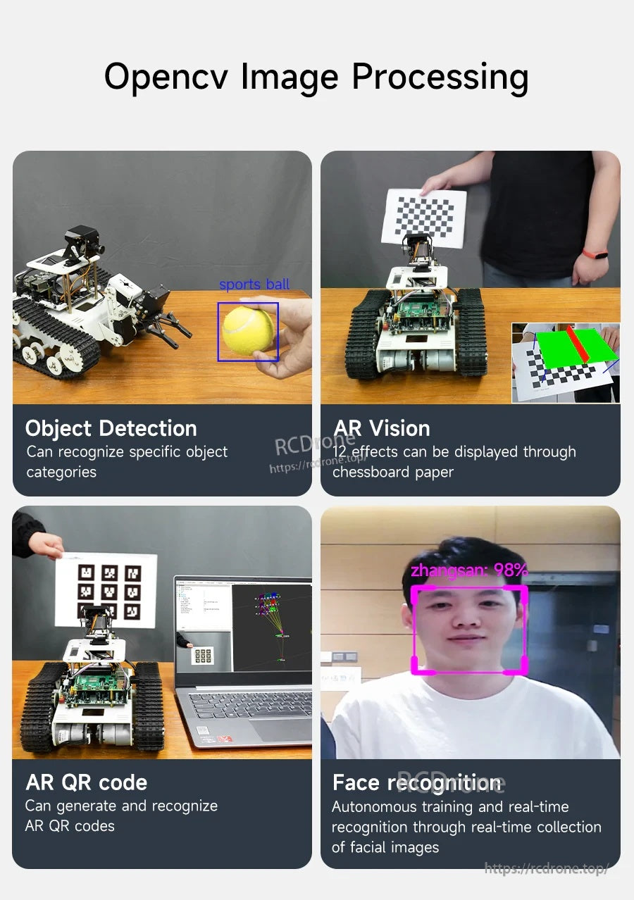 OpenCV image processing functions: object detection, AR vision effects, AR QR code recognition, and face recognition demo