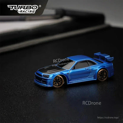 Turbo Racing 1:76 Mini Rc Car, Mini 1:76 RC drift car with gyro stabilization and Type-C charging, designed for high-speed turbo racing and precise drifting control in compact size.