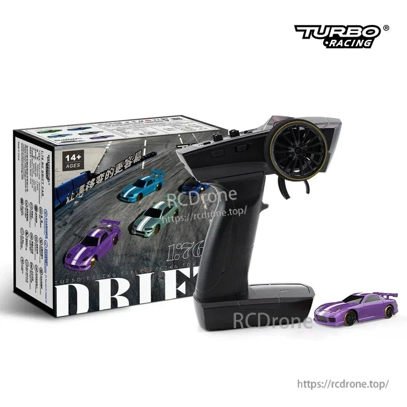 Turbo Racing 1:76 Mini Rc Car, Turbo Racing 1:76 RC drift car features gyro stabilization, full proportional control, Type-C charging, ready-to-run, ideal for ages 14 and up.
