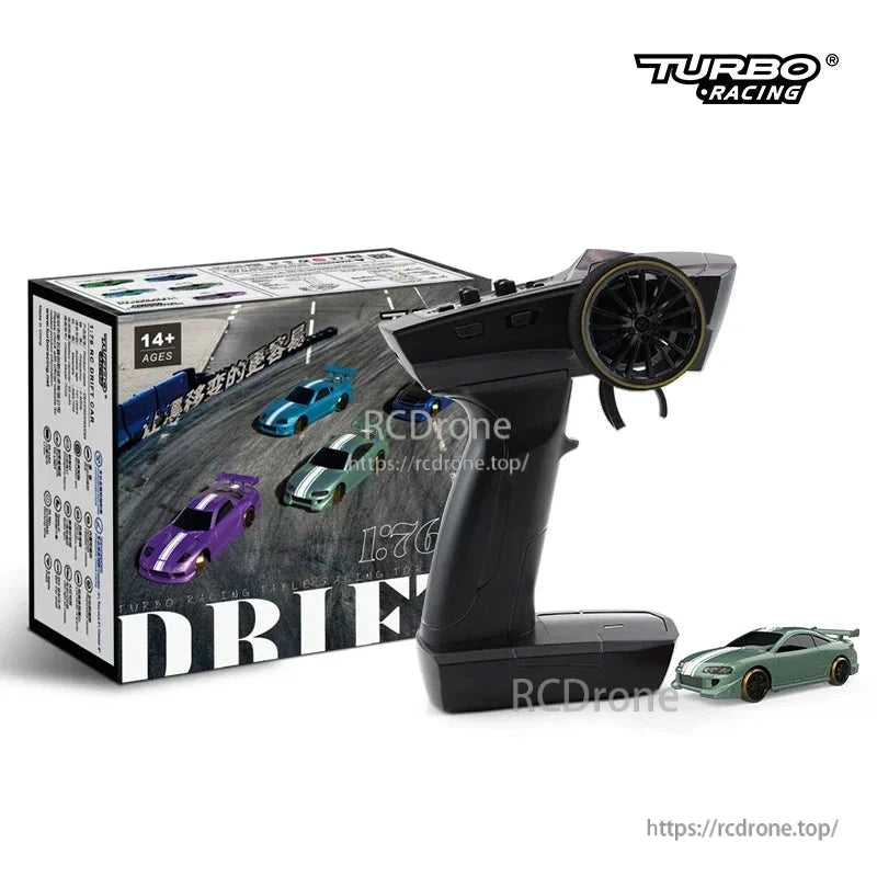 Turbo Racing 1:76 Mini Rc Car, Turbo Racing 1:76 RC drift car features gyro stabilization, full proportional control, Type-C charging, ready-to-run, suitable for ages 14 and up.