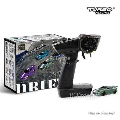Turbo Racing 1:76 Mini Rc Car, Turbo Racing 1:76 RC drift car features gyro stabilization, full proportional control, Type-C charging, ready-to-run, suitable for ages 14 and up.