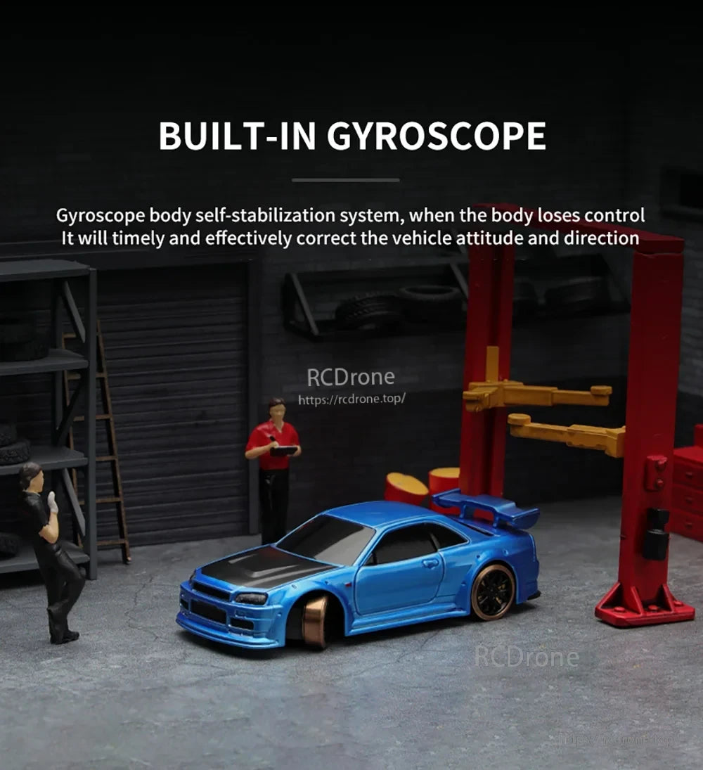 Turbo Racing 1:76 Mini Rc Car, Built-in gyroscope for self-stabilization and direction correction.