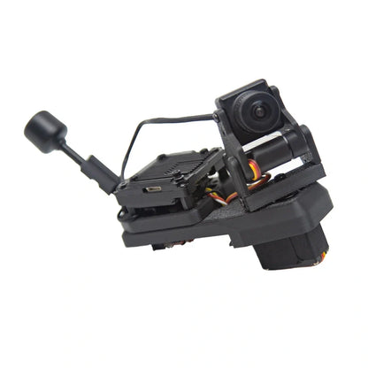 ATOMRC Quick-release Servo Gimbal with FPV camera and VTX module, side angle view