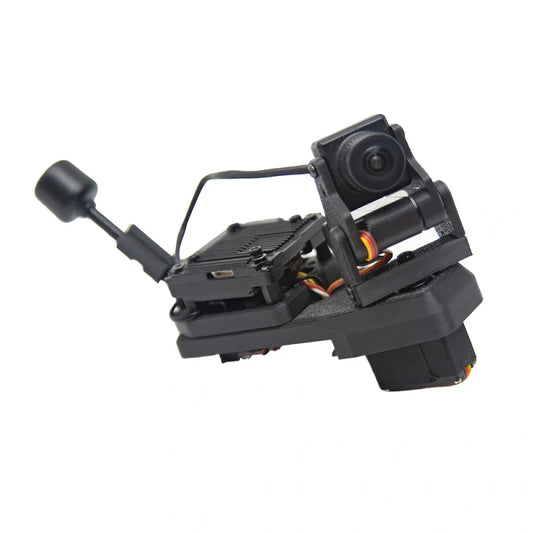 ATOMRC Quick-release Servo Gimbal with FPV camera and VTX module, side angle view