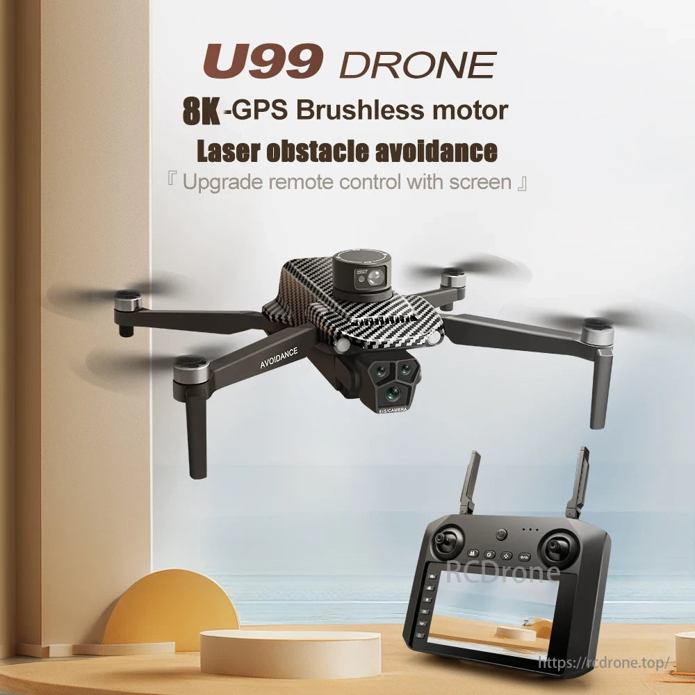 U33 MAX Drone, U99 Drone: 8K GPS, brushless motor, laser obstacle avoidance, upgraded remote. Ideal for advanced aerial photography and smooth flights.