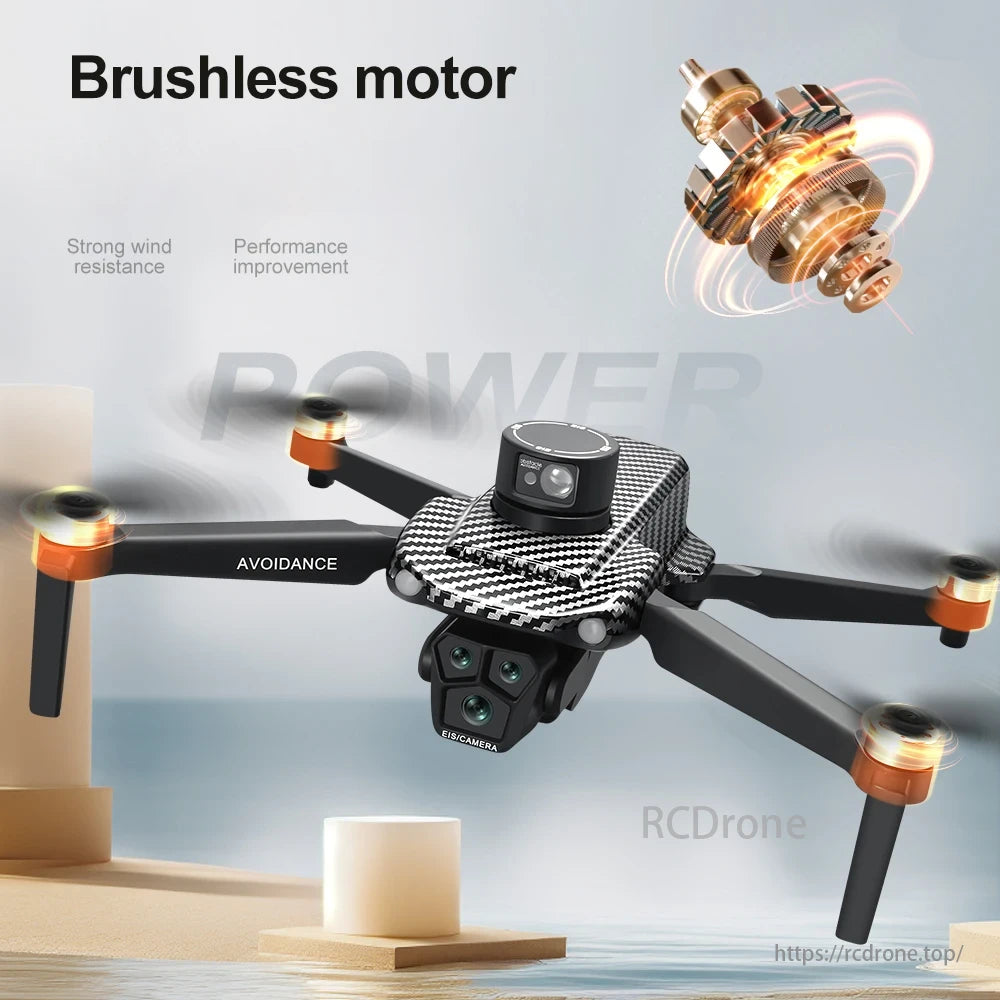 U33 MAX Drone, Brushless motor enhances wind resistance and performance. Drone includes avoidance sensors and EIS camera for improved functionality.