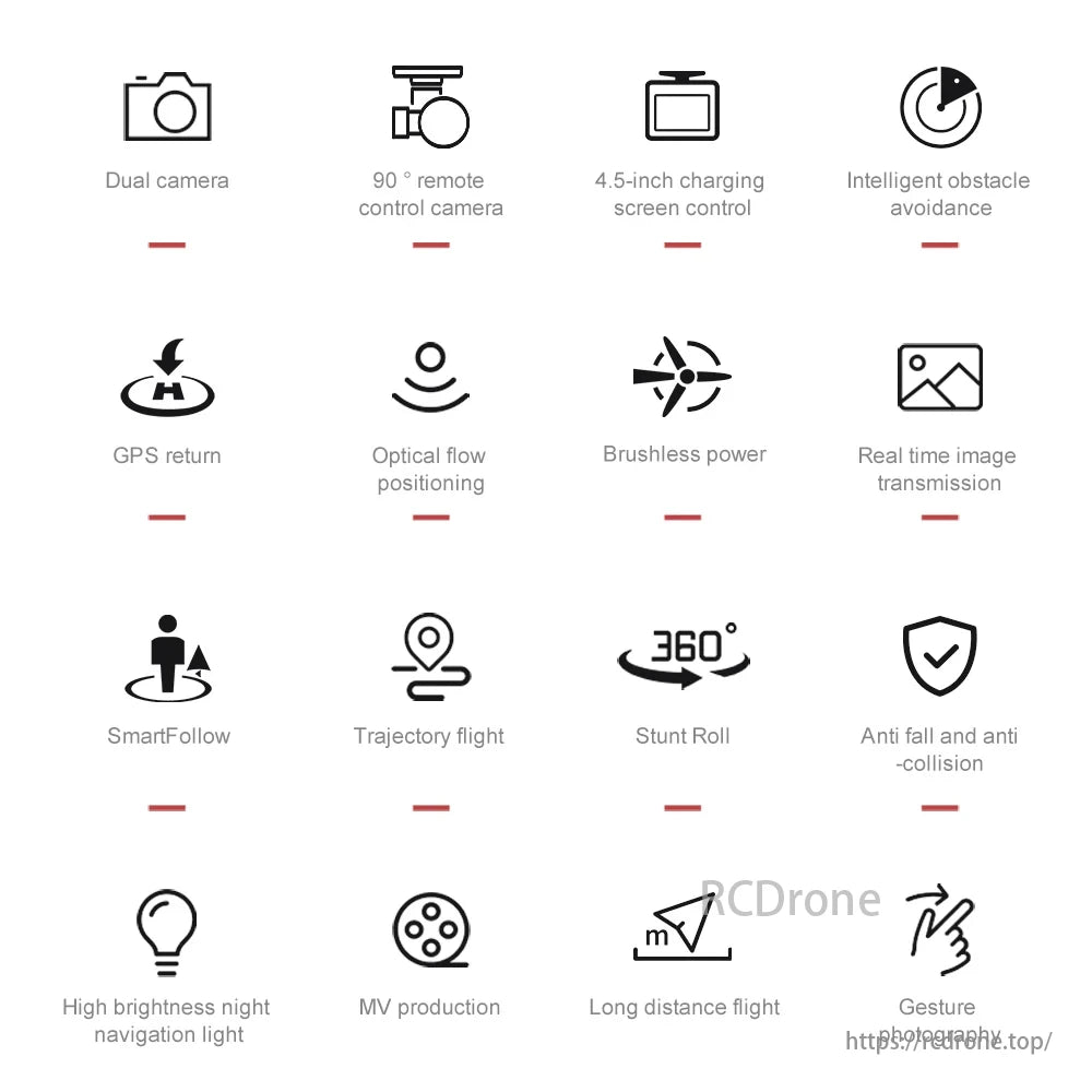 U99 MAX PRO Drone, This drone features dual cameras, a 90° remote, 4.5-inch screen, obstacle avoidance, GPS return, optical flow, brushless motors, real-time images, SmartFollow, trajectory flight, stunt rolls, anti-fall, night lights, MV production, long-distance control, and gesture photography.