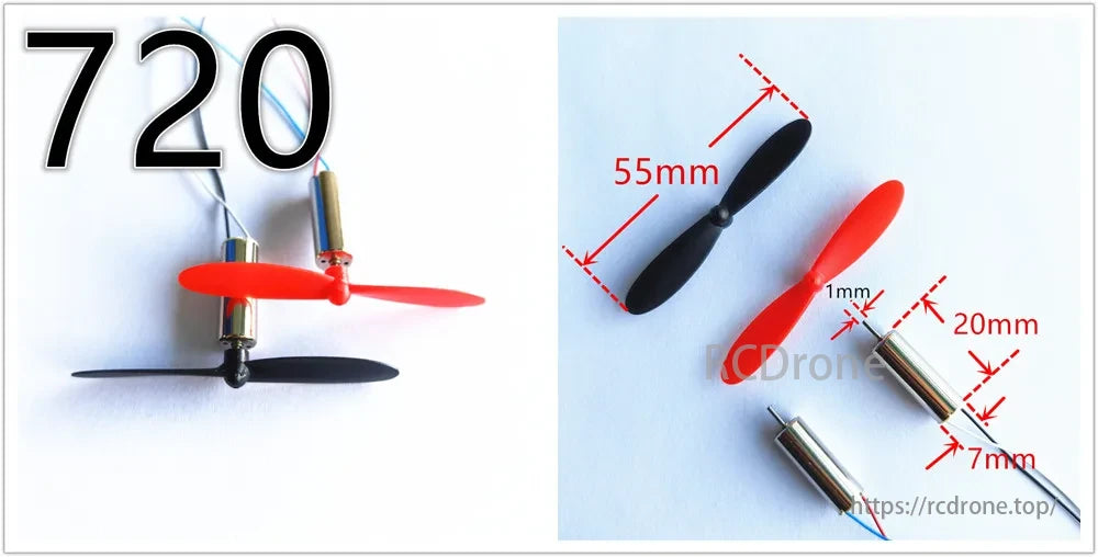 UAV Coreless Motor, A collection of small motors and propellers for various models, each with different voltage, current, speed, weight, and life specifications.