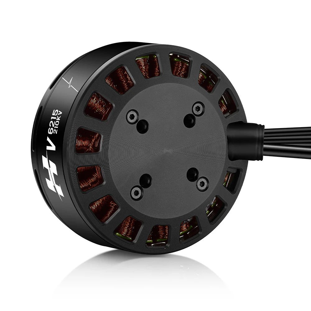 Hobbywing XRotor V6215 210KV 12S VTOL Motor, Hobbywing XRotor V6215 210KV brushless VTOL motor with exposed copper windings and three-phase lead wires