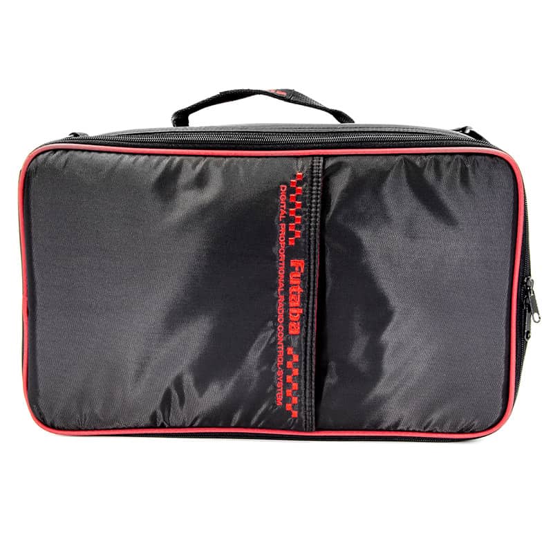 Futaba UBB1029 Soft Multi-Transmitter Bag, black exterior with red piping and carry handle