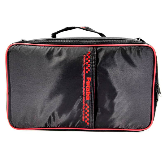 Futaba UBB1029 Soft Multi-Transmitter Bag, black exterior with red piping and carry handle