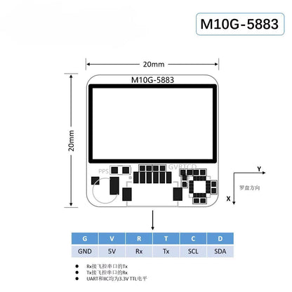 UBLOX M10G-5883 GPS Module with QMC5883L Compass | 10Hz GNSS, Flash, Compatible with Betaflight INAV Ardupilot