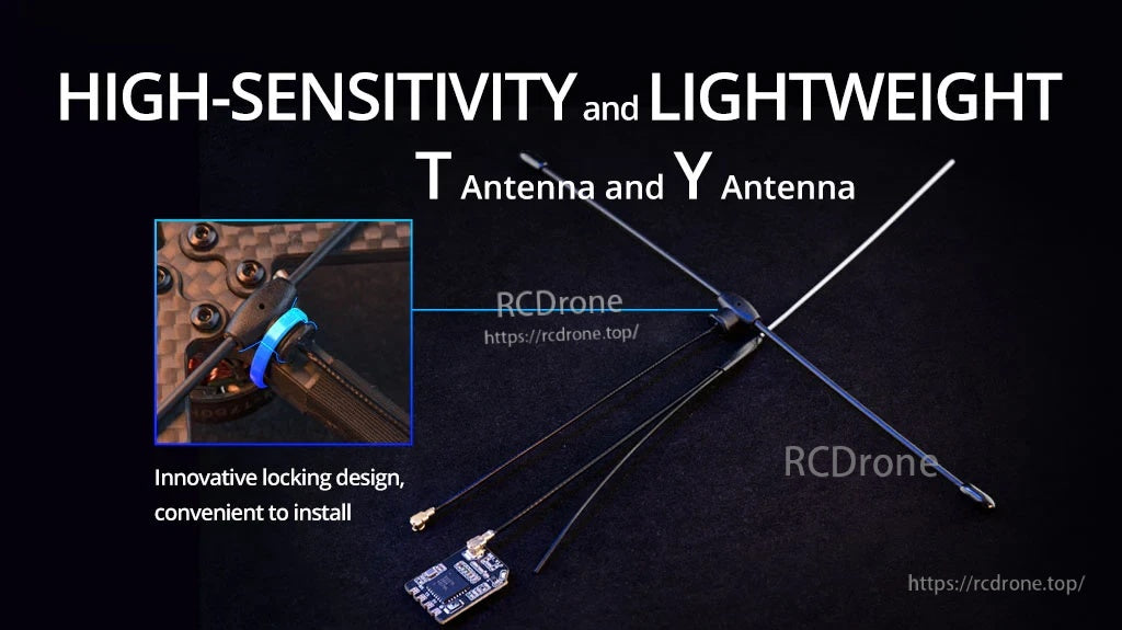 RadioMaster UFL 915/868MHz T & Y antenna set with UFL connector and locking mount for BR receivers