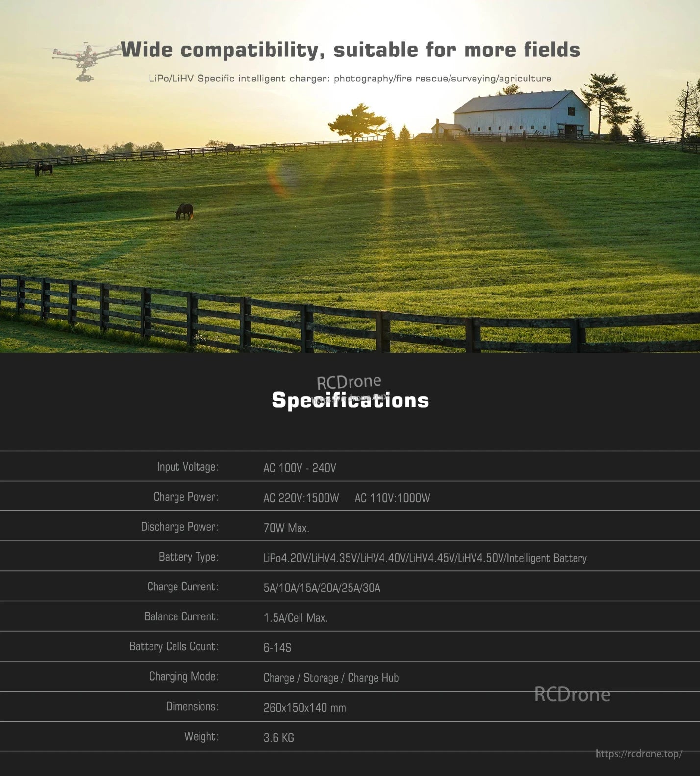 UP1500 LiPo Charger, Intelligent LiPo/LiHV charger with multiple specifications and modes for charging and storing lithium-ion batteries.