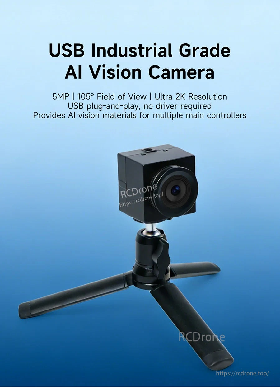 Yahboom 5MP USB Camera industrial AI vision camera on desktop tripod, Ultra 2K 2592×1944