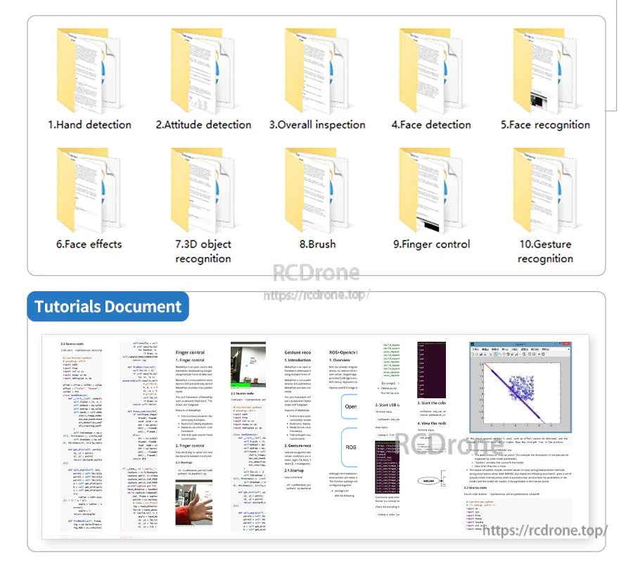 Tutorial document set with multiple computer vision topics such as hand detection, face recognition, and gesture recognition