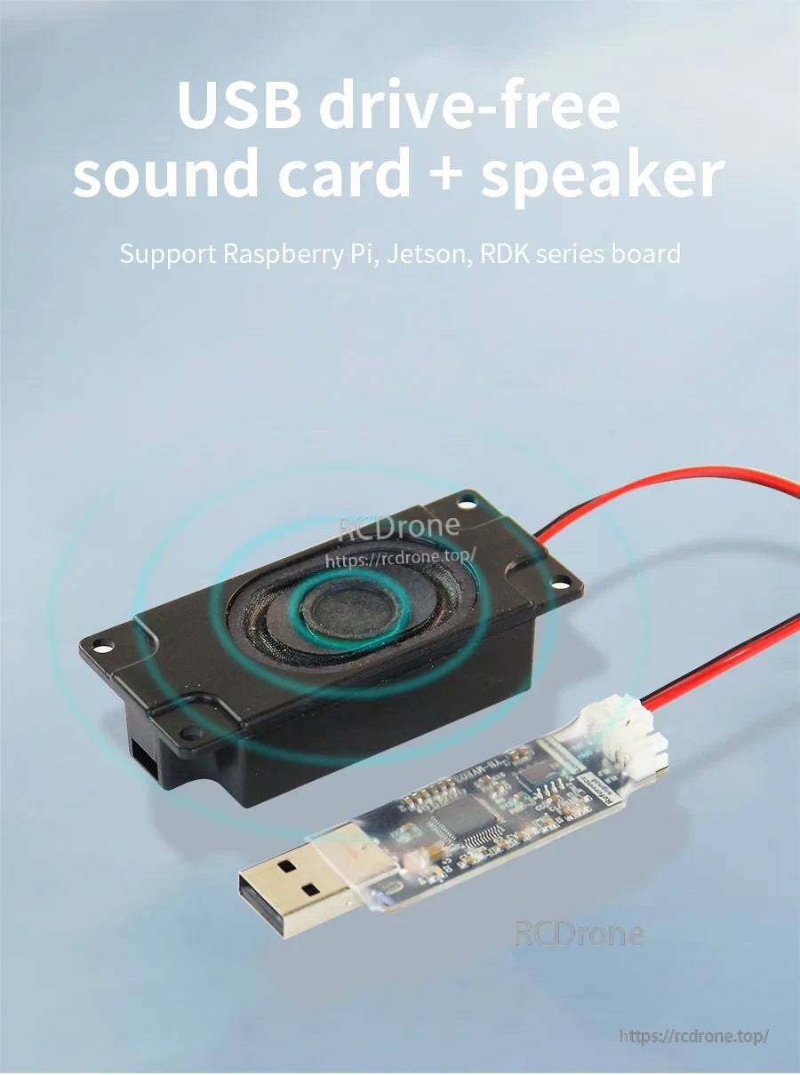 USB Drive-Free Sound Card + 4Ω 3W speaker kit with USB dongle and wired mini speaker