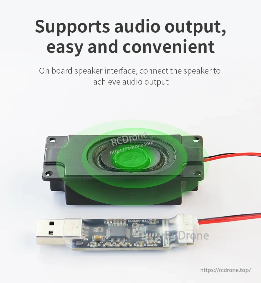 USB sound card connected to the included wired speaker for simple onboard speaker audio output