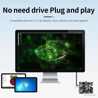 Plug-and-play driver-free compatibility graphic for Win7/8/10, MacOS, Linux and Ubuntu with hub board