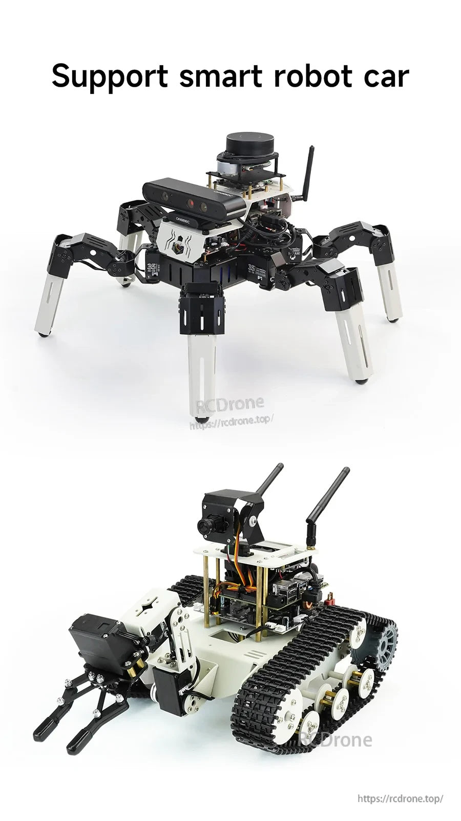 Robotics application examples: quadruped robot and tracked robot car using a compact USB WiFi adapter