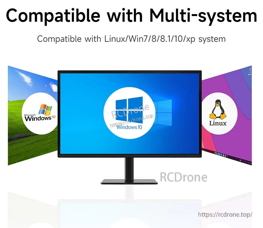 Multi-system support graphic for Windows XP through Windows 10 and Linux