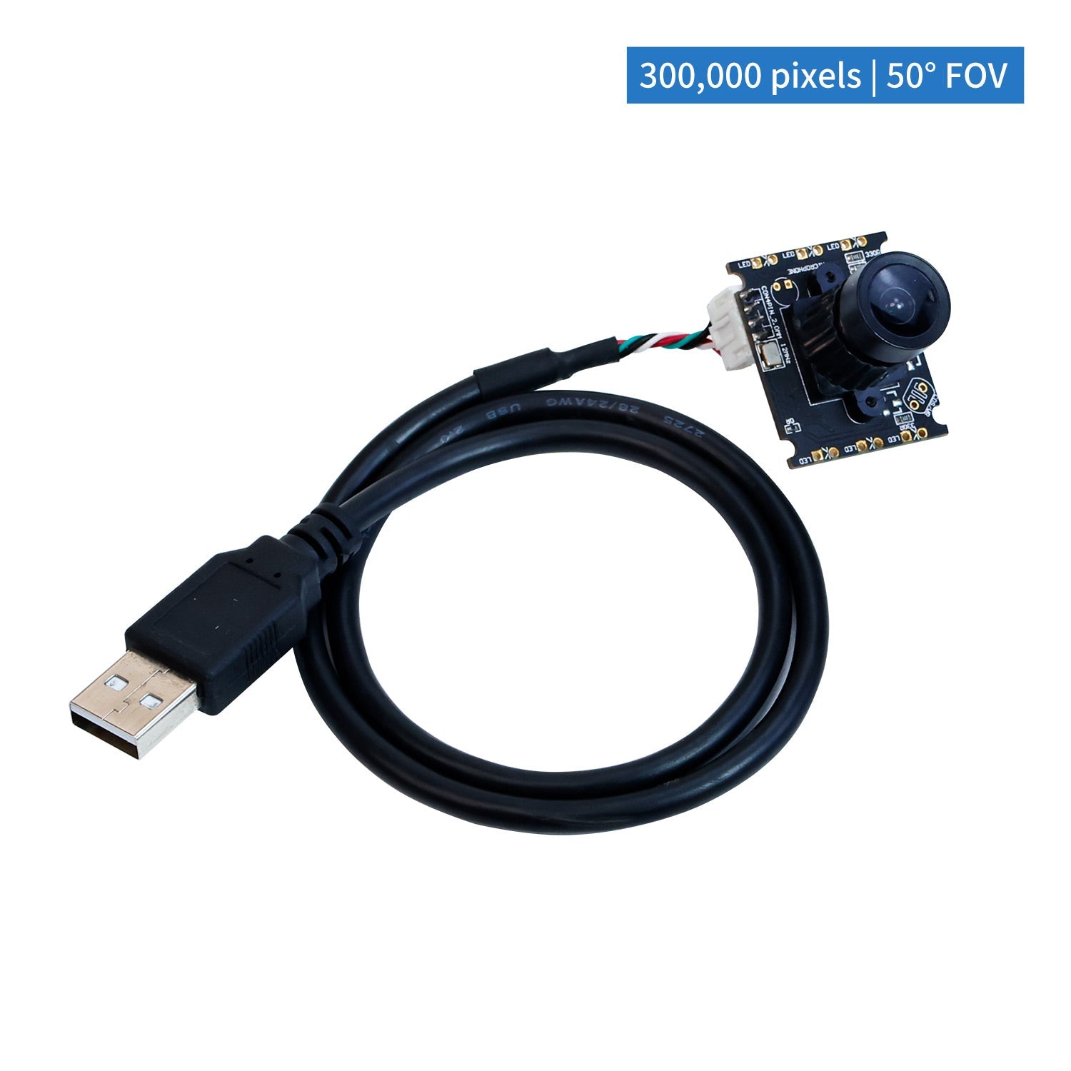 Yahboom USB Camera 300,000 pixels 50° FOV with USB-A cable and small camera PCB